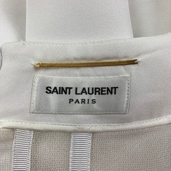 SAINT LAURENT Size 4 White Viscose Strapless Cutout Cocktail Dress - Picture 6 of 6